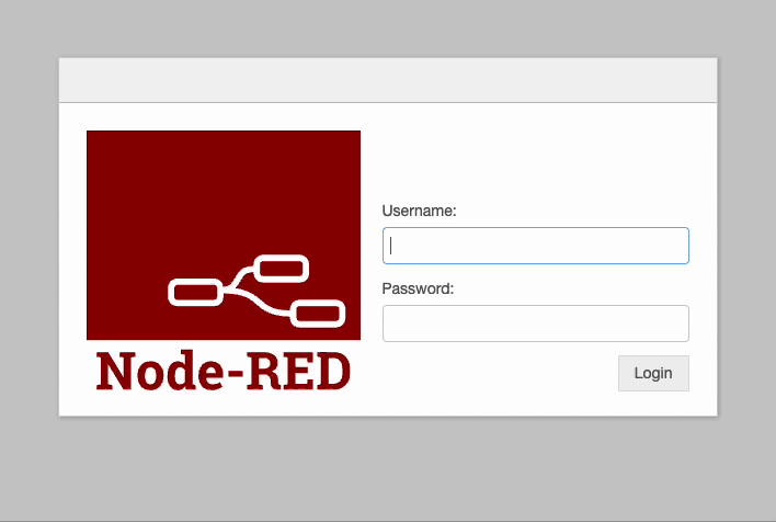 Using the username and password to login to Node-RED Using the username and password to login to Node-RED